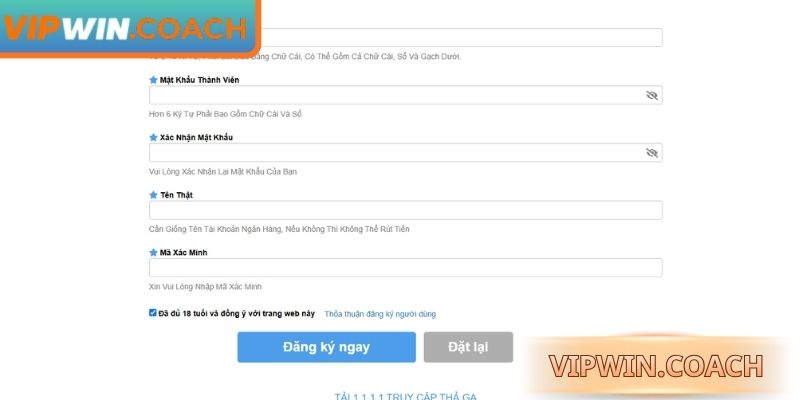 Các bước để đăng ký Vipwin nhanh chóng cho tân thủ
